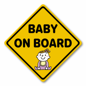 CAR13-ST-01_canvas_drop-1.png Baby on Board Car Sticker - Yellow Diamond Safety Sign - Waterproof Vinyl Decal 4.5 Inch for Rear Window, Bumper, SUV (Baby Girl)