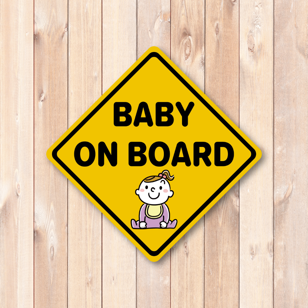 Baby on Board Car Sticker - Yellow Diamond Safety Sign - Waterproof Vinyl Decal 4.5 Inch for Rear Window, Bumper, SUV (Baby Girl) - Image 2
