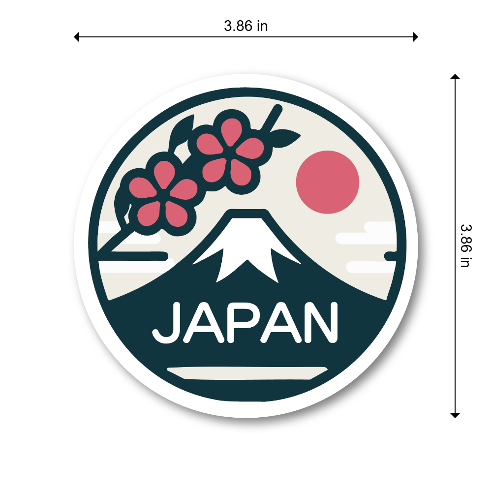 Japan Travel Sticker Round Vinyl Decal Mount Fuji Sakura Rising Sun Waterproof For Car Tablet Water Bottle Suitcase - Minimal Fuji Badge 3.86 inches - Image 3