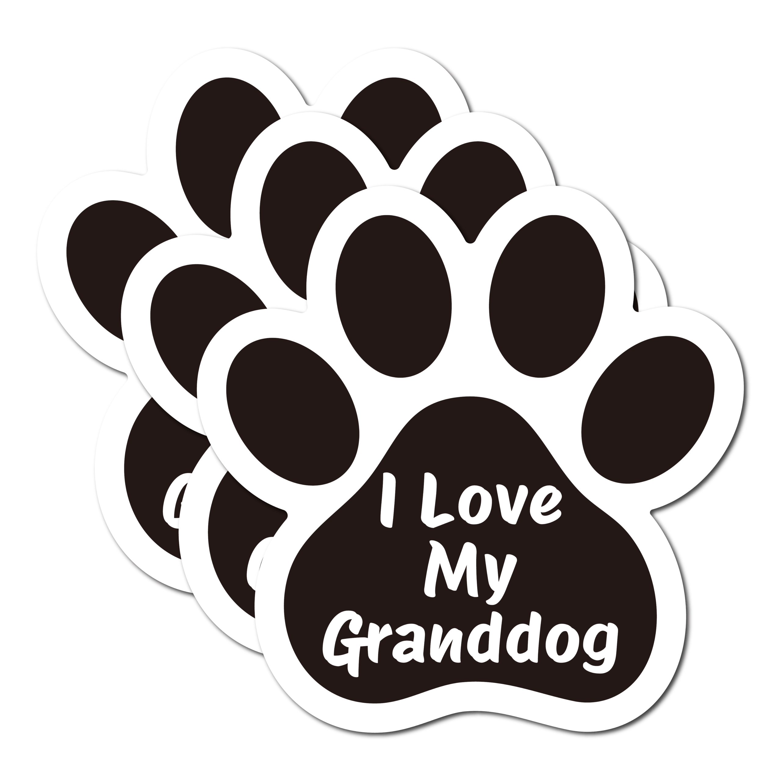 01 (3-Pack) Paw Print Sticker Set - Best Friend / Rescued Me / GrandDog Decals for Car, Laptop, Water Bottle - 3 Inch - I Love My Granddog