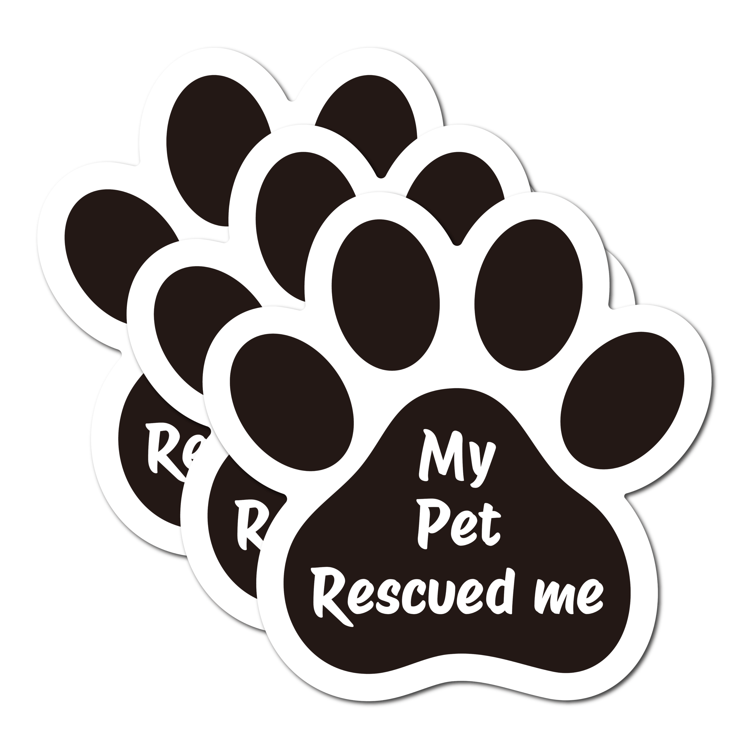 02 (3-Pack) Paw Print Sticker Set - Best Friend / Rescued Me / GrandDog Decals for Car, Laptop, Water Bottle - 3 Inch - My Pet Rescued Me