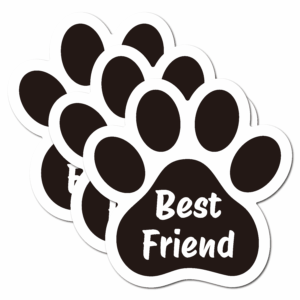 03 (3-Pack) Paw Print Sticker Set - Best Friend / Rescued Me / GrandDog Decals for Car, Laptop, Water Bottle - 3 Inch - Best Friend
