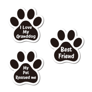 04 (3-Pack) Paw Print Sticker Set - Best Friend / Rescued Me / GrandDog Decals for Car, Laptop, Water Bottle - 3 Inch - 3 Pack Set (All 3 Designs)