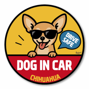 CAR44-MG-CHI_canvas_drop-1.png DOG IN CAR Magnet 5 inch (127mm) Dog Safety Sign - Removable Car Decal for Bumper & Truck - Anti Tailgating - Chihuahua