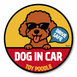 CAR44-MG-TOY_canvas_drop-1.png DOG IN CAR Magnet 5 inch (127mm) Dog Safety Sign - Removable Car Decal for Bumper & Truck - Anti Tailgating - Toy Poodle