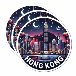 商品画像 3 - Pack Asian City Night Skyline Stickers (3 inch / 76.2mm) - Seoul, Singapore, Hong Kong Waterproof Vinyl Decals for Laptop, Luggage, Travel Souvenir Aesthetic - Hong Kong