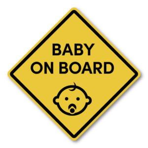 BABYINCAR22-MG_canvas_drop-1.png Baby On Board Car Magnet, High Visibility Yellow Safety Sign, Diamond Shape 4.7 inch Removable Vehicle Magnet