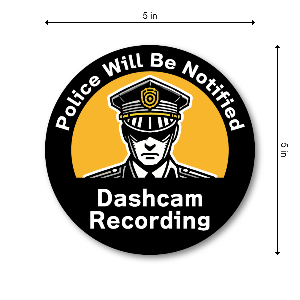 Dashcam Recording Magnet - Police Will Be Notified - Car Security Magnetic Sign, Round 5 Inch Weatherproof Vehicle Magnet - Image 3