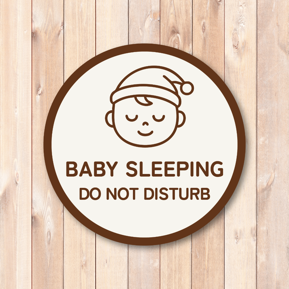 Baby Sleeping Door Sticker - 4 Inch Do Not Disturb Sign for Front Door - Waterproof Vinyl Decal for Quiet Home - Mocha Brown - Image 2