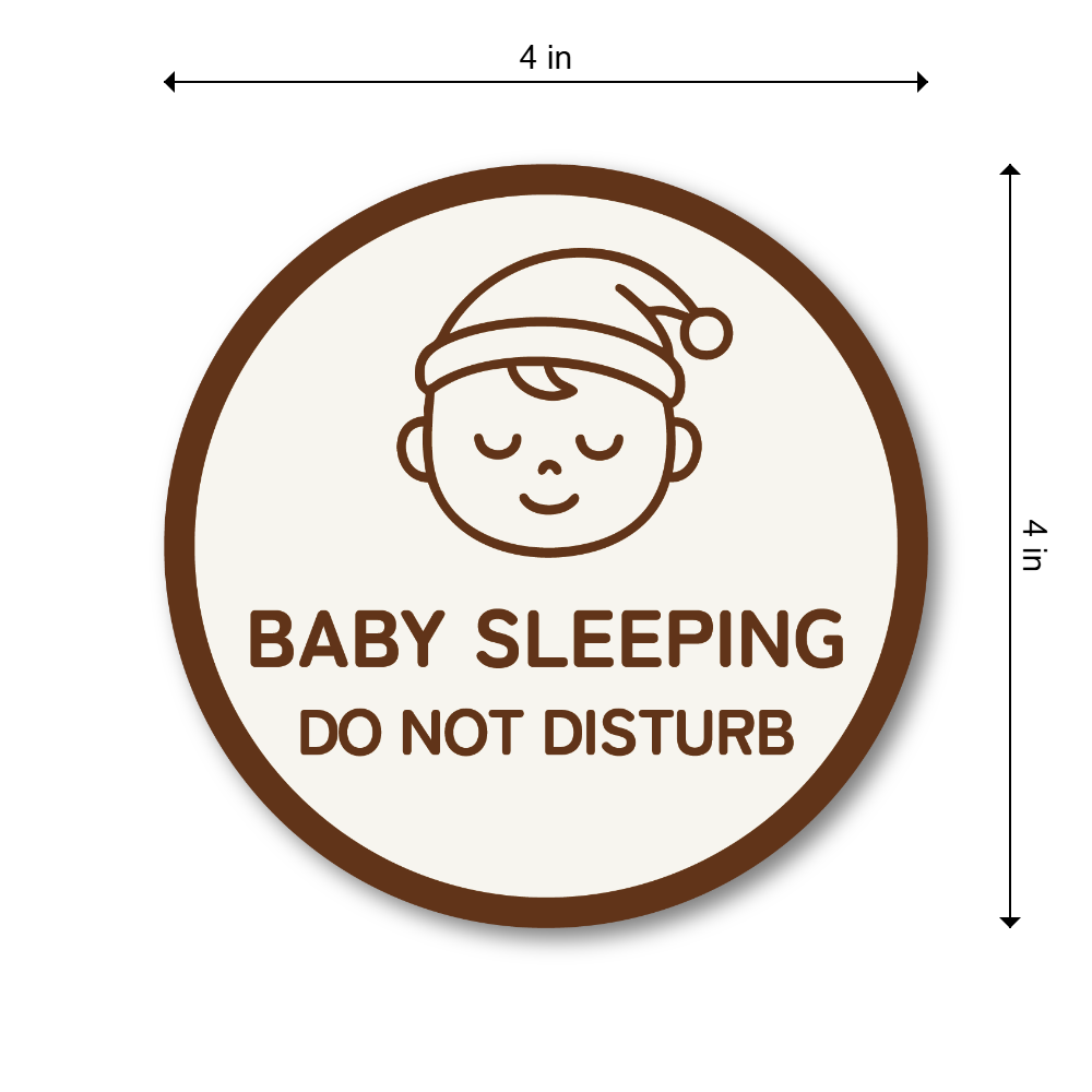 Baby Sleeping Door Sticker - 4 Inch Do Not Disturb Sign for Front Door - Waterproof Vinyl Decal for Quiet Home - Mocha Brown - Image 3