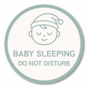 Baby Sleeping Door Sticker - 4 Inch Do Not Disturb Sign for Front Door - Waterproof Vinyl Decal for Quiet Home - Mint Gray