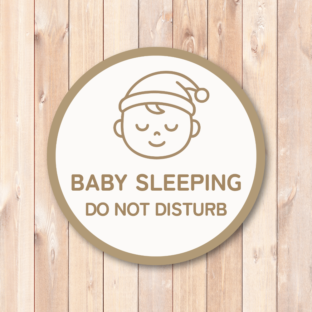 Baby Sleeping Door Sticker - 4 Inch Do Not Disturb Sign for Front Door - Waterproof Vinyl Decal for Quiet Home - Mocha Beige - Image 2