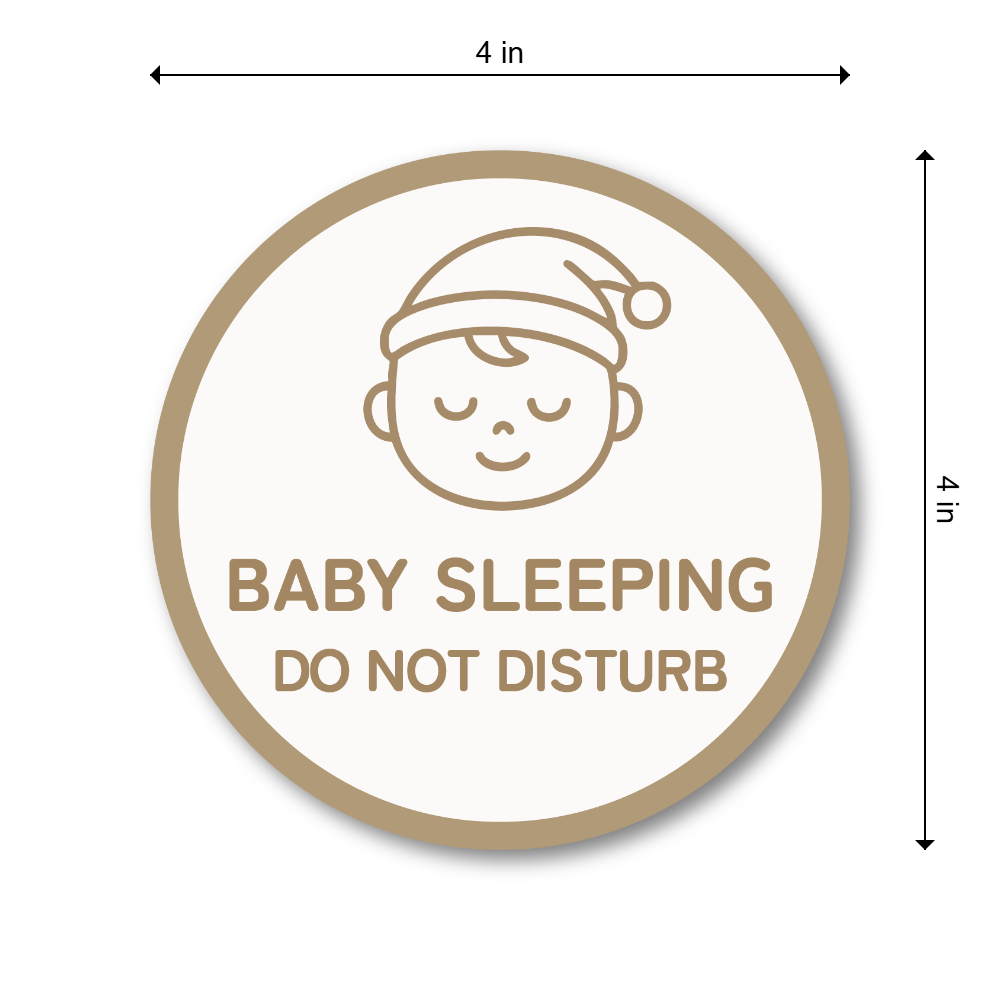 Baby Sleeping Door Sticker - 4 Inch Do Not Disturb Sign for Front Door - Waterproof Vinyl Decal for Quiet Home - Mocha Beige - Image 3