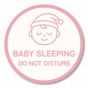Baby Sleeping Door Sticker - 4 Inch Do Not Disturb Sign for Front Door - Waterproof Vinyl Decal for Quiet Home - Pink Beige