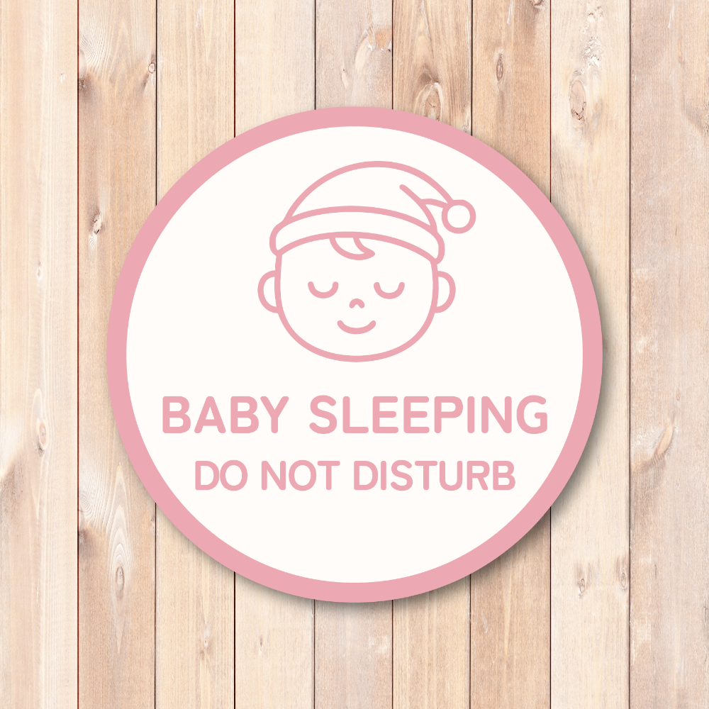Baby Sleeping Door Sticker - 4 Inch Do Not Disturb Sign for Front Door - Waterproof Vinyl Decal for Quiet Home - Pink Beige - Image 2
