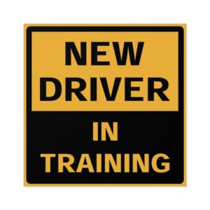 Radiant Sticker NEW DRIVER Car Sticker 5 Inch - Road Sign Style Yellow Black Decal - IN TRAINING