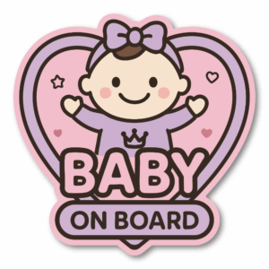 Radiant Sticker Baby on Board 5 Inch Car Magnet | Cute Boy & Girl Heart Design | Removable Vehicle Safety Sign | Magnet Sticker Girl