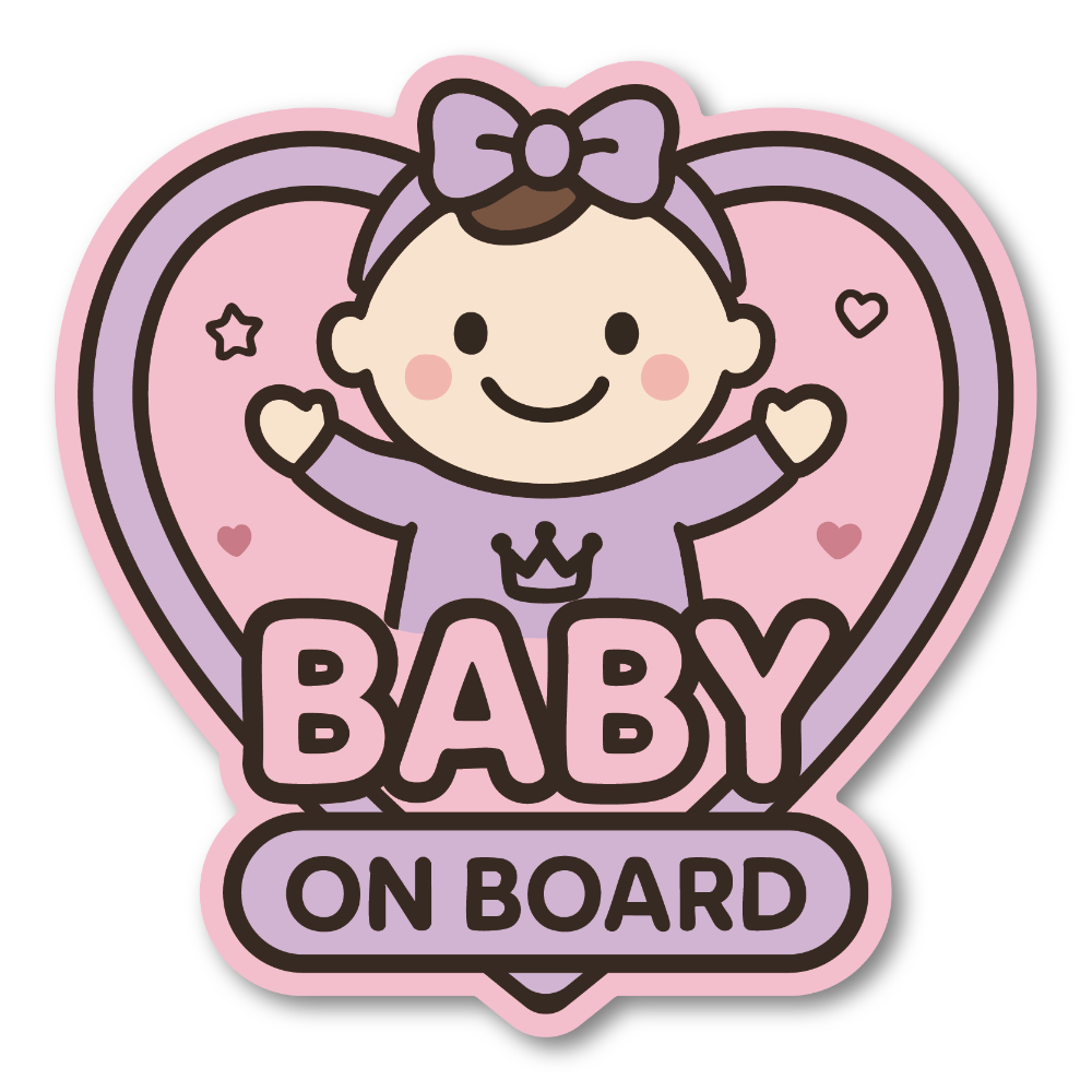 Radiant Sticker Baby on Board 5 Inch Car Magnet | Cute Boy & Girl Heart Design | Removable Vehicle Safety Sign | Magnet Sticker Girl