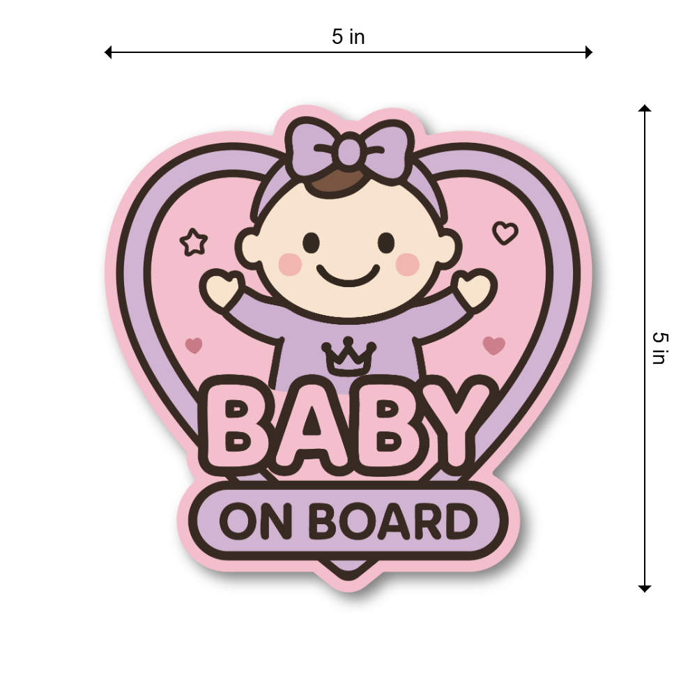 Radiant Sticker Baby on Board 5 Inch Car Sticker | Cute Boy & Girl Heart Design | Vehicle Safety Decal | Sticker Girl - Image 3