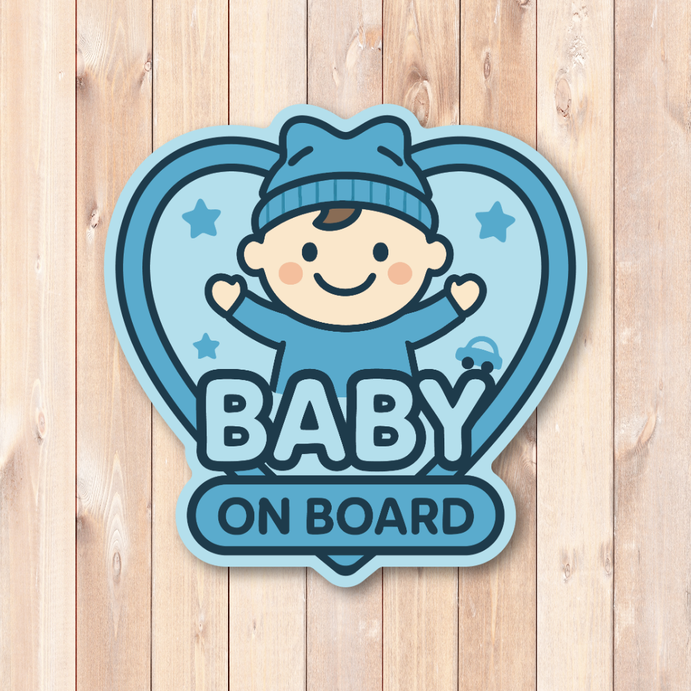 Radiant Sticker Baby on Board 5 Inch Car Sticker | Cute Boy & Girl Heart Design | Vehicle Safety Decal | Sticker Boy - Image 2