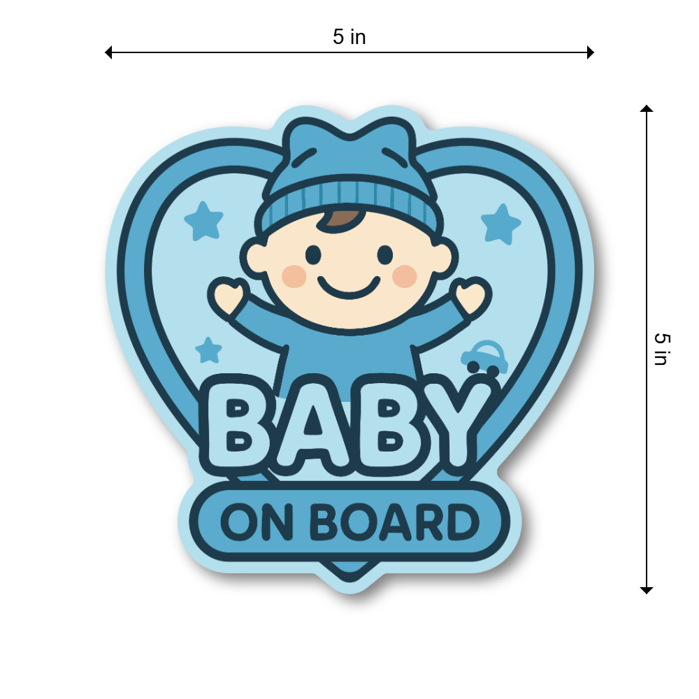 Radiant Sticker Baby on Board 5 Inch Car Sticker | Cute Boy & Girl Heart Design | Vehicle Safety Decal | Sticker Boy - Image 3
