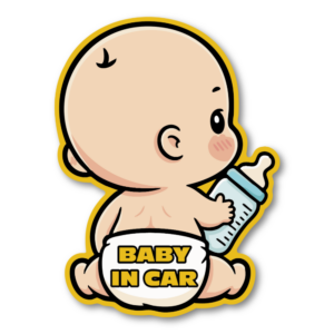 Baby in Car Sticker 4.7x6.3 inch Cute Baby with Bottle Decal Kawaii Style Waterproof Vinyl for Car Window Laptop Suitcase