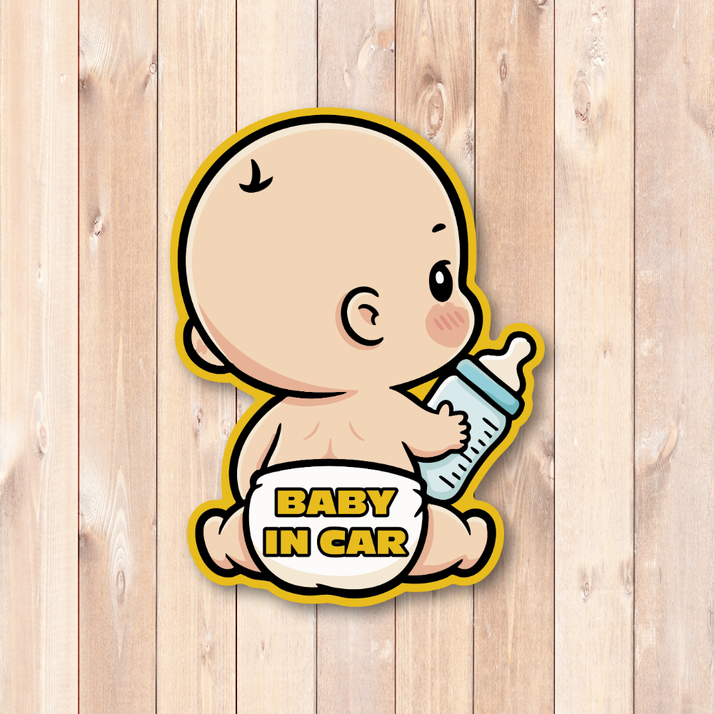 Baby in Car Sticker 4.7x6.3 inch Cute Baby with Bottle Decal Kawaii Style Waterproof Vinyl for Car Window Laptop Suitcase - Image 2