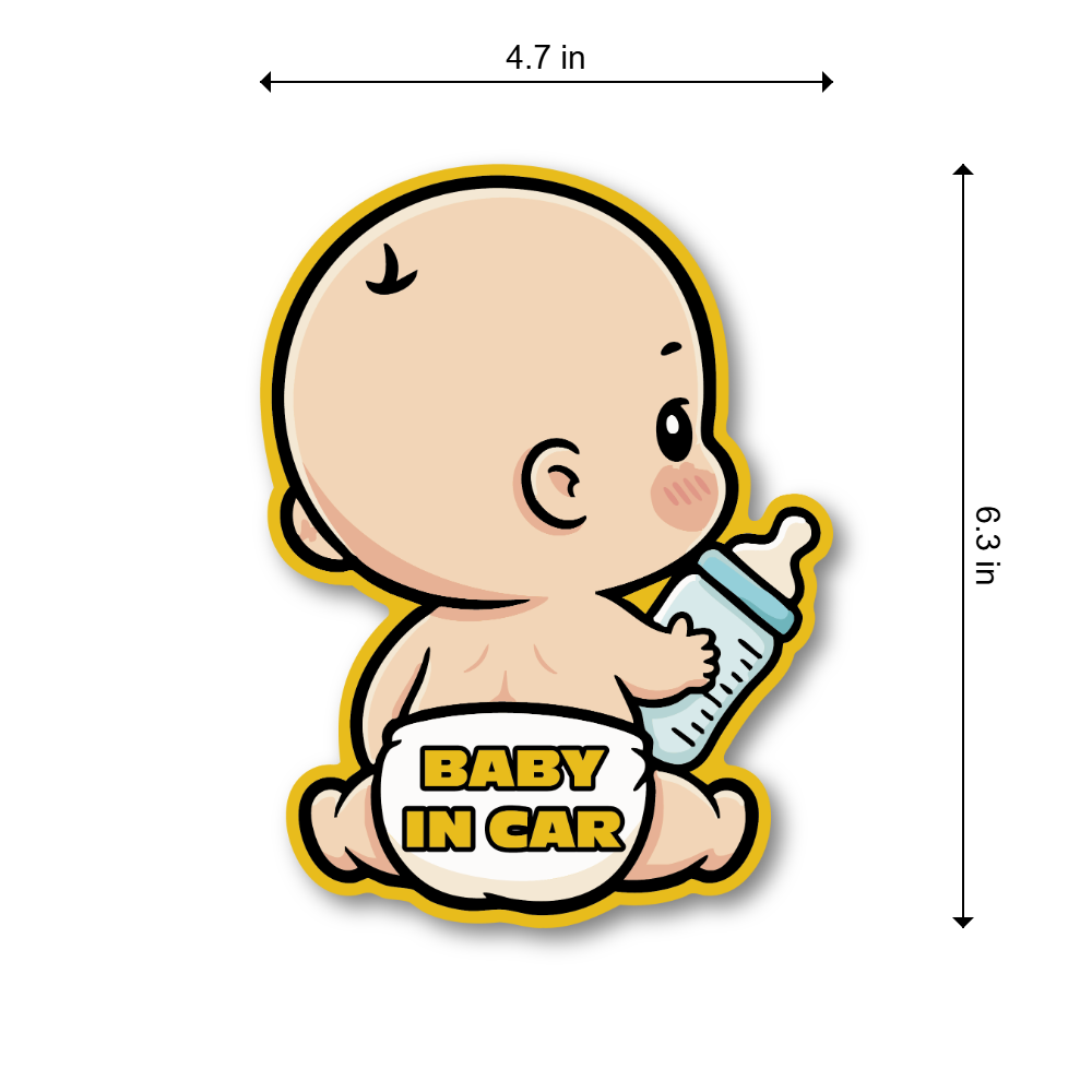 Baby in Car Sticker 4.7x6.3 inch Cute Baby with Bottle Decal Kawaii Style Waterproof Vinyl for Car Window Laptop Suitcase - Image 3