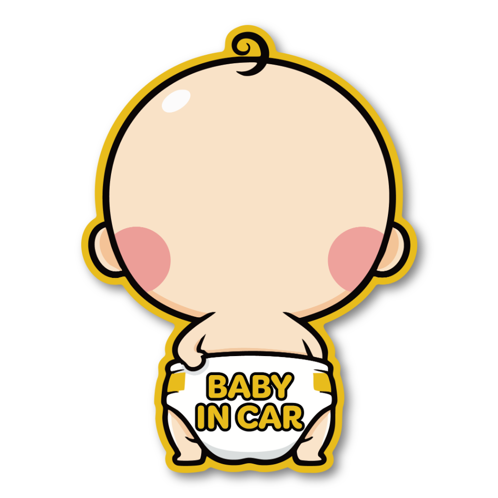 Baby In Car Magnet Cute Baby Cartoon Car Magnet Removable Waterproof Vehicle Sign 4 x 4.7 Inches