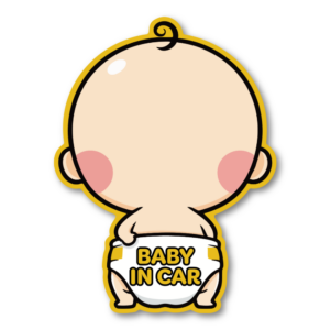 Baby In Car Sticker Cute Baby Cartoon Car Decal Waterproof Vinyl Safety Sign 4 x 4.7 Inches