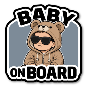 Baby On Board Car Magnet - Cool Teddy Bear Baby Magnetic Car Sign, Waterproof Removable Magnet for Cars & SUVs - Teddy Hoodie