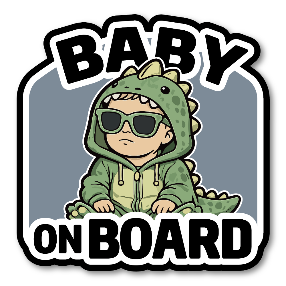 Baby On Board Car Magnet - Cool Dinosaur Baby Magnetic Car Sign, Waterproof Removable Magnet for Cars & SUVs - Dino Green