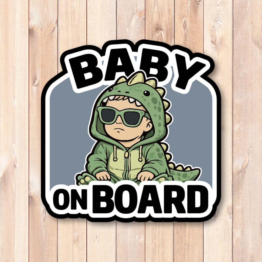 Baby On Board Car Magnet - Cool Dinosaur Baby Magnetic Car Sign, Waterproof Removable Magnet for Cars & SUVs - Dino Green - Image 2