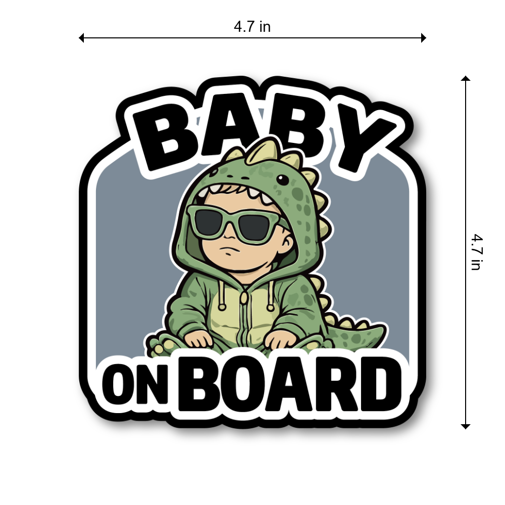 Baby On Board Car Magnet - Cool Dinosaur Baby Magnetic Car Sign, Waterproof Removable Magnet for Cars & SUVs - Dino Green - Image 3
