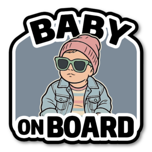 Baby On Board Car Magnet - Cool Baby in Pink Beanie Magnetic Car Sign, Waterproof Removable Magnet for Cars & SUVs - Pink Beanie
