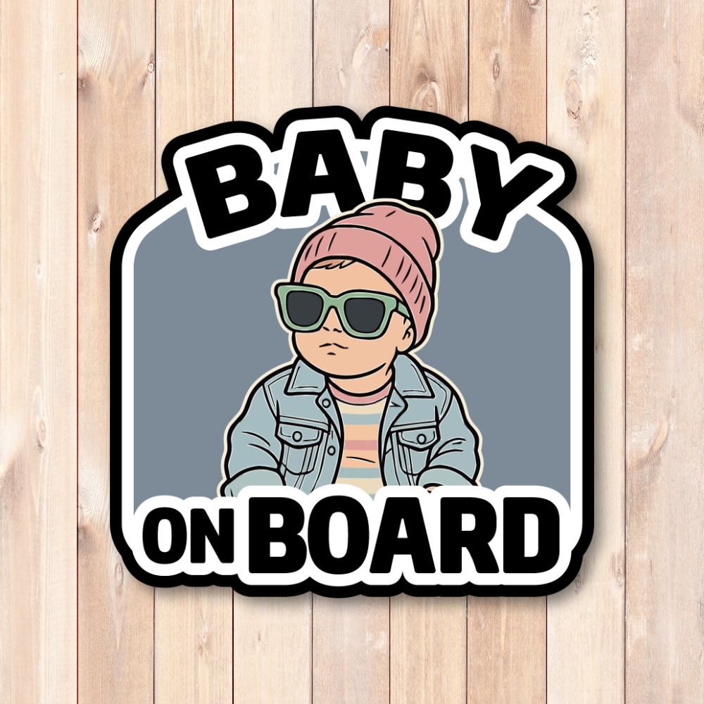 Baby On Board Car Magnet - Cool Baby in Pink Beanie Magnetic Car Sign, Waterproof Removable Magnet for Cars & SUVs - Pink Beanie - Image 2