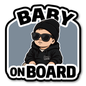 Baby On Board Car Magnet - Cool Baby in Black Hoodie & Beanie, Waterproof Removable Magnetic Car Sign for Vehicles - Urban Black
