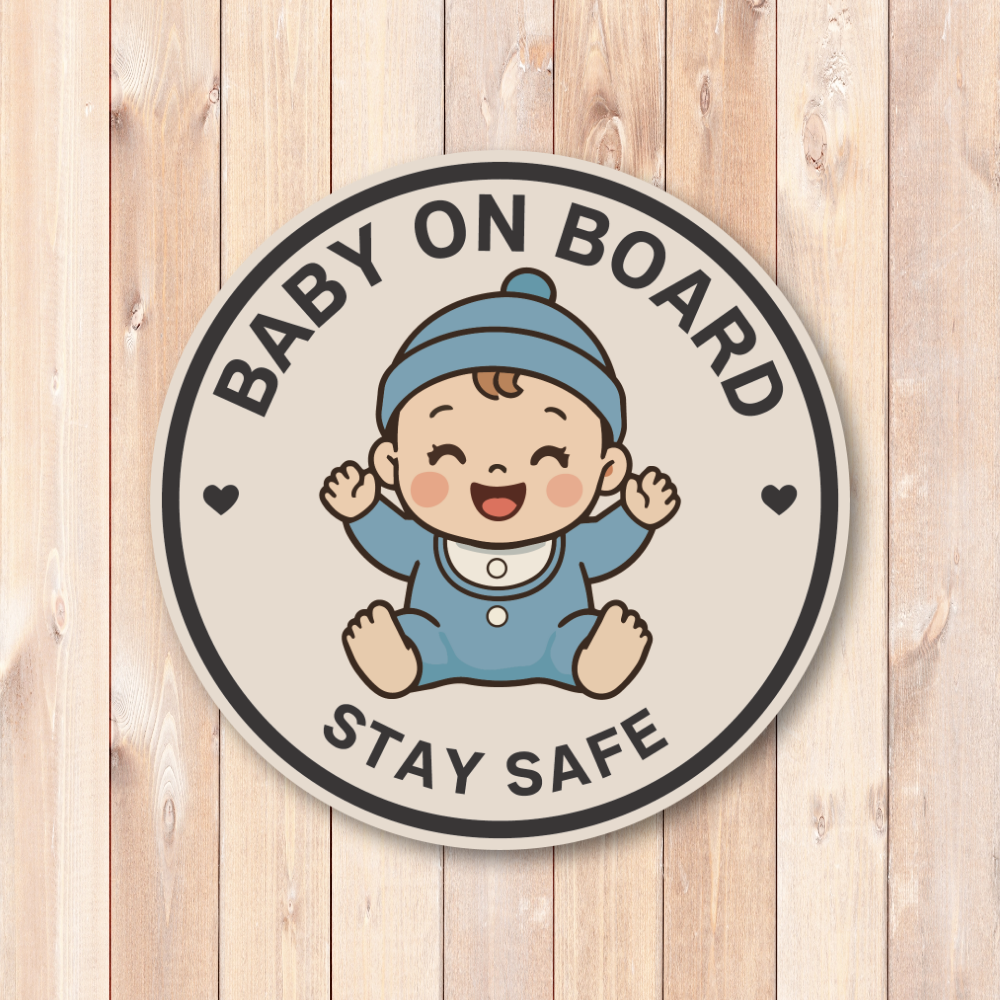 Baby on Board Car Magnet, Cute Baby Safety Sign for Vehicle, Round Magnetic Car Sign, 4.72 Inch - Baby Boy Blue - Image 2