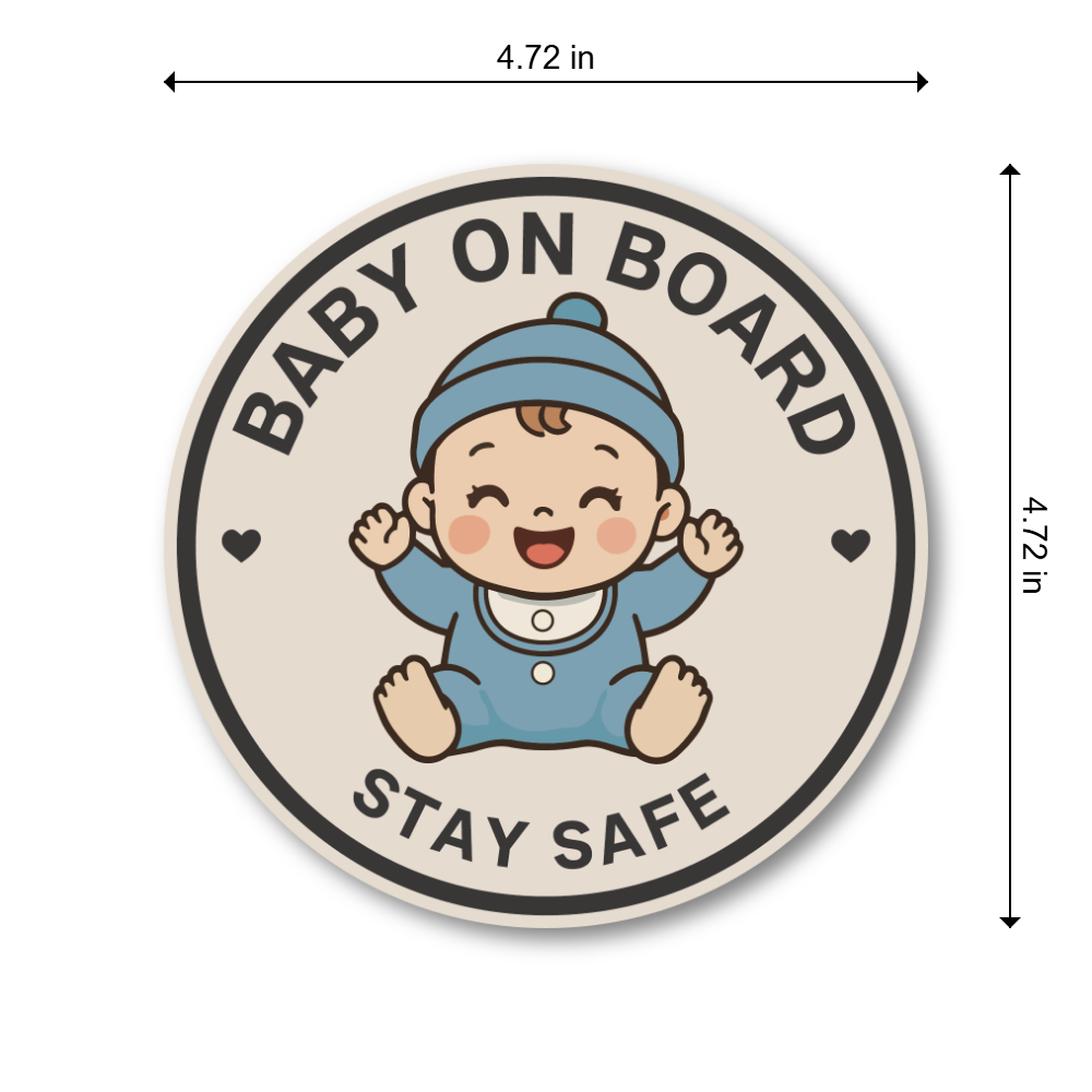 Baby on Board Car Magnet, Cute Baby Safety Sign for Vehicle, Round Magnetic Car Sign, 4.72 Inch - Baby Boy Blue - Image 3