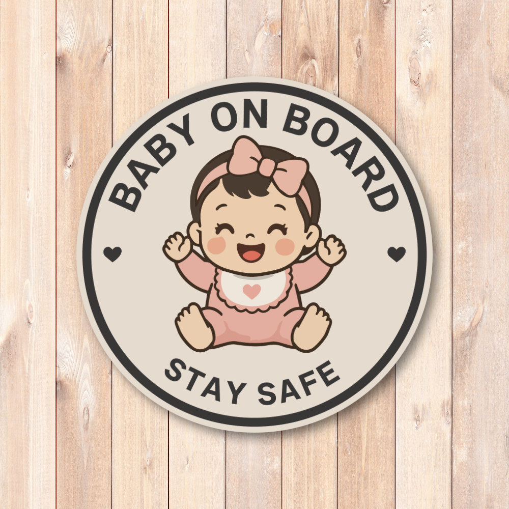 Baby on Board Car Magnet, Cute Baby Safety Sign for Vehicle, Round Magnetic Car Sign, 4.72 Inch - Baby Girl Pink - Image 2