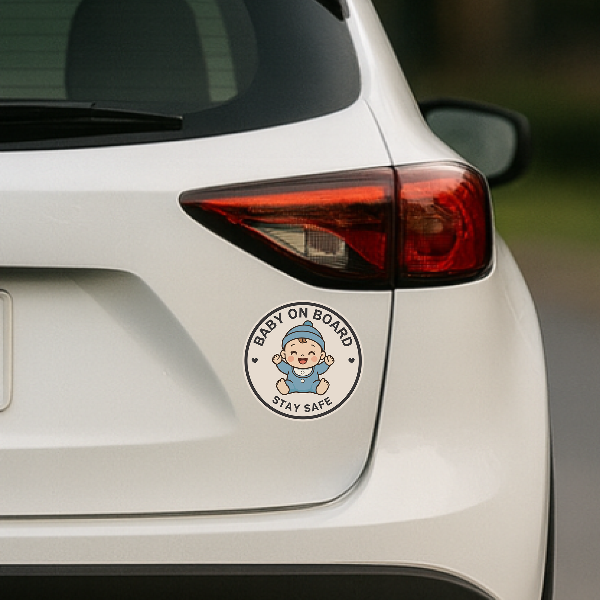 Baby on Board Car Magnet, Cute Baby Safety Sign for Vehicle, Round Magnetic Car Sign, 4.72 Inch - Baby Boy Blue - Image 4